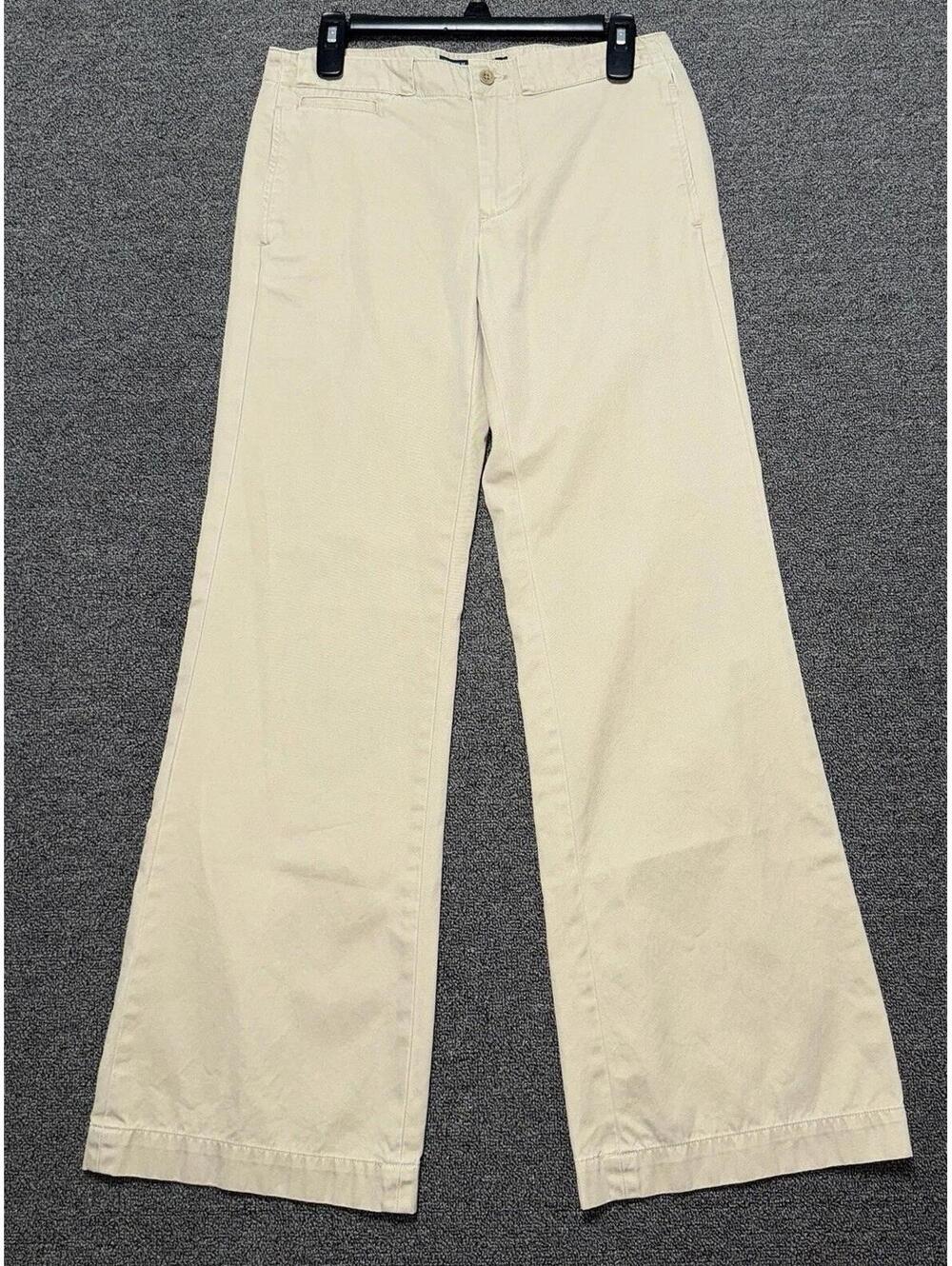 Y2K Ralph Lauren Wide Leg Low Rise Flare Khaki Pants Women's Size 6 Preppy 90's